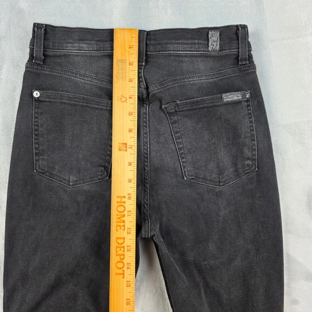 7 For All Mankind Aubrey High Rise Skinny Jeans Distressed Black Size 27